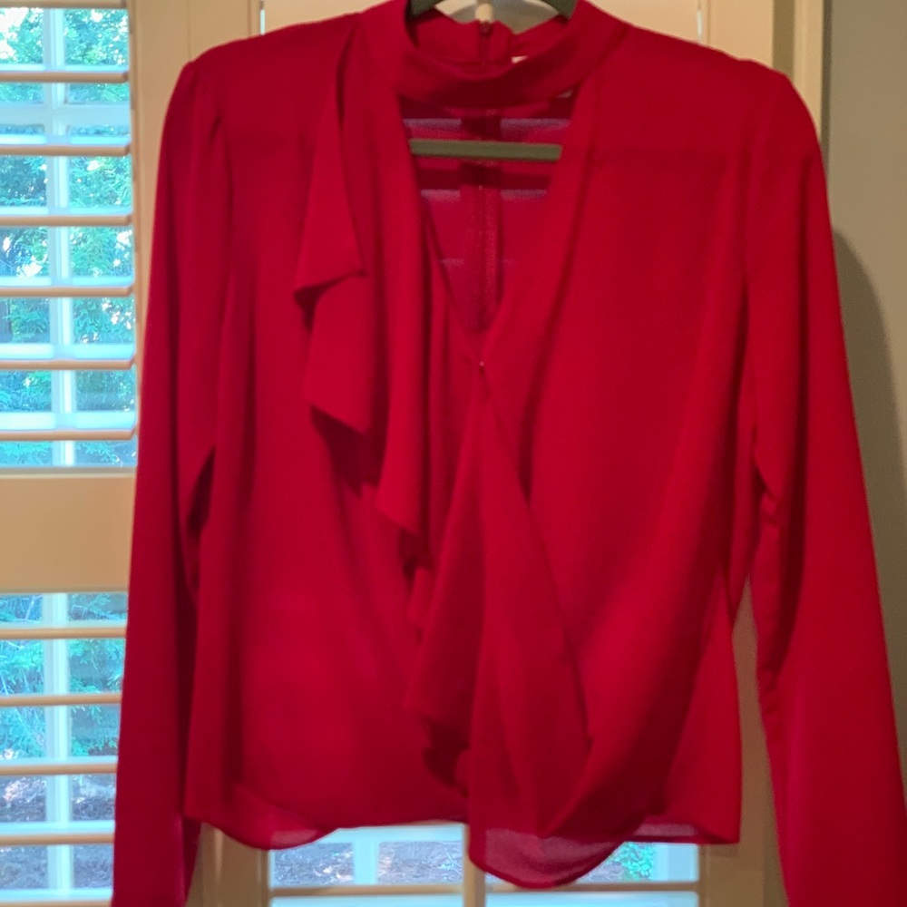 WAYF cherry red blouse